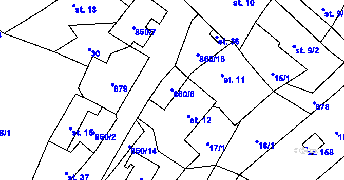 Parcela st. 860/6 v KÚ Plichtice, Katastrální mapa