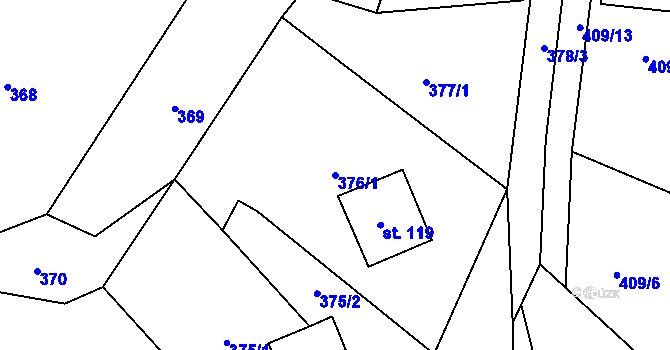 Parcela st. 376/1 v KÚ Plichtice, Katastrální mapa