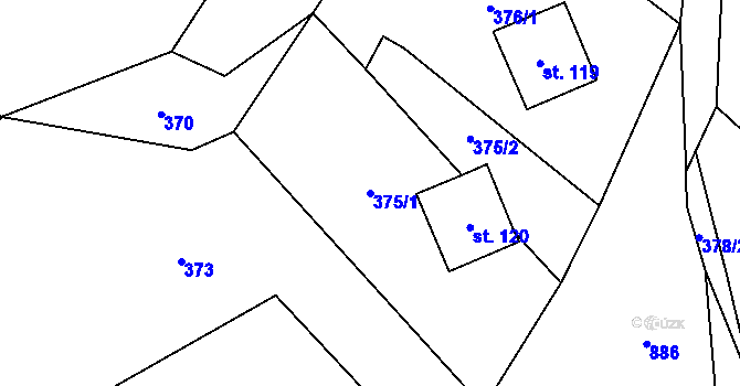 Parcela st. 375/1 v KÚ Plichtice, Katastrální mapa
