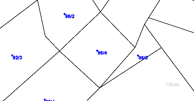 Parcela st. 96/4 v KÚ Plichtice, Katastrální mapa