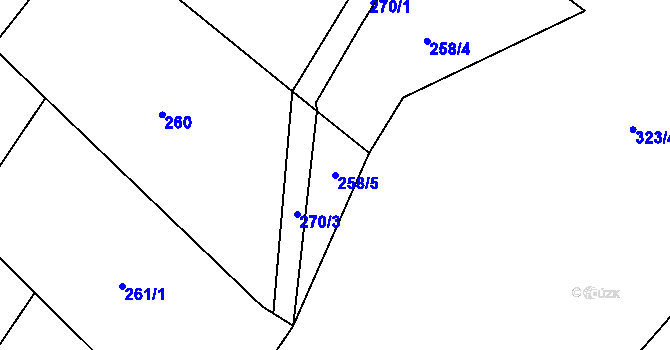 Parcela st. 258/5 v KÚ Plichtice, Katastrální mapa