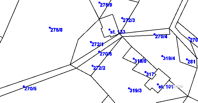 Parcela st. 270/6 v KÚ Plichtice, Katastrální mapa