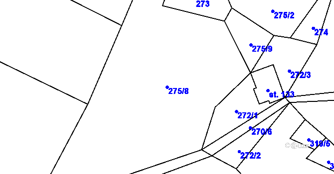 Parcela st. 275/8 v KÚ Plichtice, Katastrální mapa