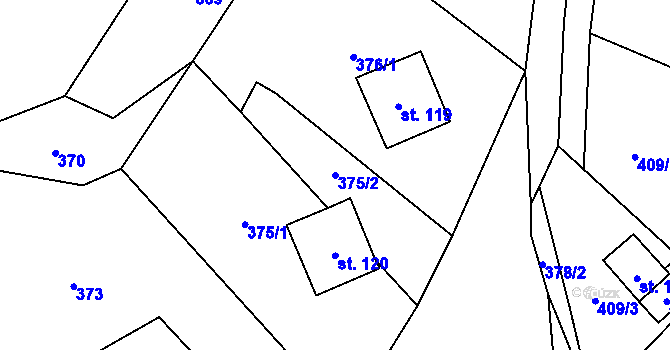 Parcela st. 375/2 v KÚ Plichtice, Katastrální mapa