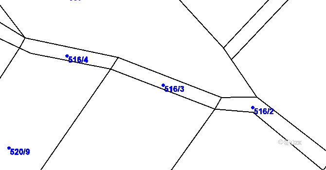 Parcela st. 516/3 v KÚ Plichtice, Katastrální mapa