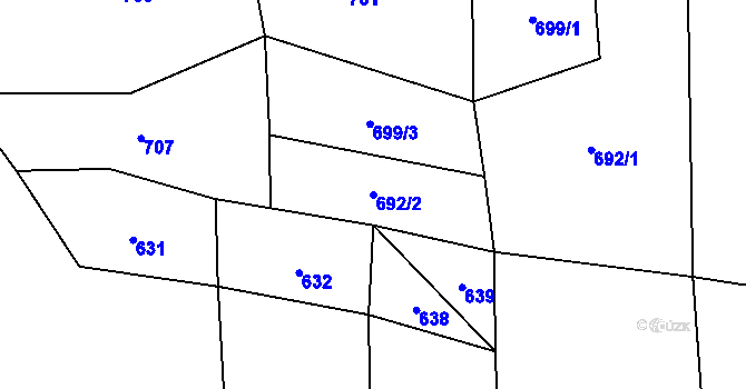 Parcela st. 692/2 v KÚ Plichtice, Katastrální mapa