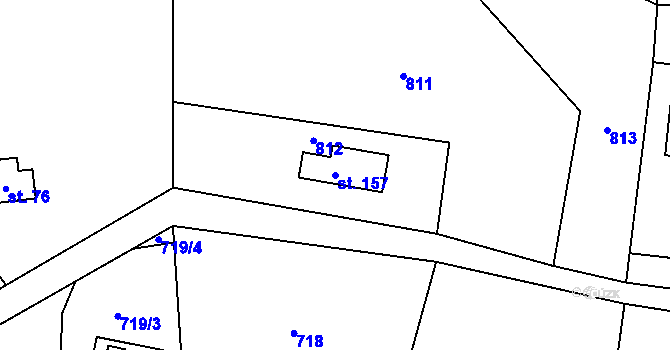 Parcela st. 157 v KÚ Plichtice, Katastrální mapa