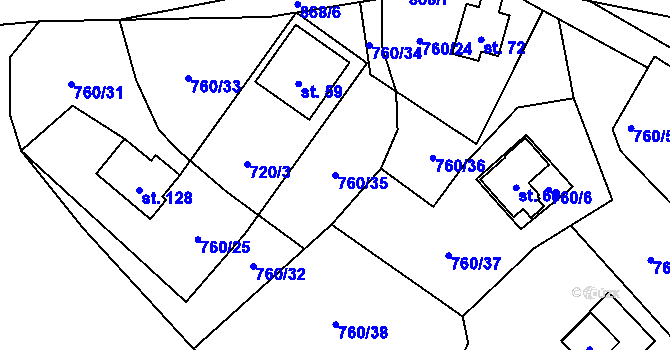 Parcela st. 760/35 v KÚ Plichtice, Katastrální mapa