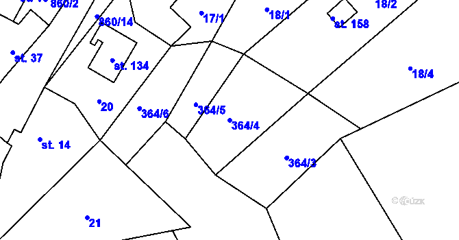 Parcela st. 364/4 v KÚ Plichtice, Katastrální mapa