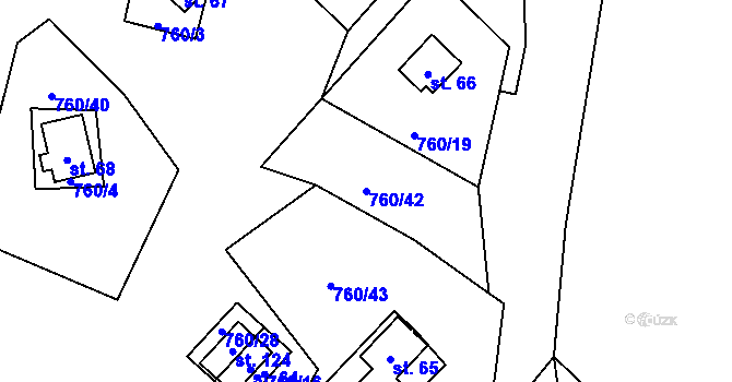 Parcela st. 760/42 v KÚ Plichtice, Katastrální mapa
