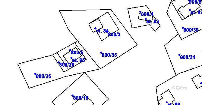 Parcela st. 800/35 v KÚ Plichtice, Katastrální mapa