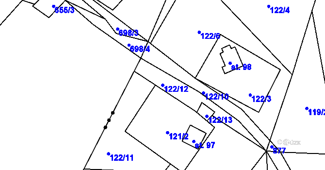 Parcela st. 122/12 v KÚ Plichtice, Katastrální mapa