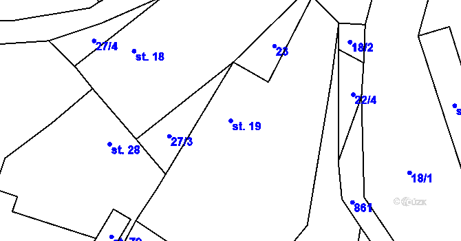 Parcela st. 19 v KÚ Skránčice, Katastrální mapa