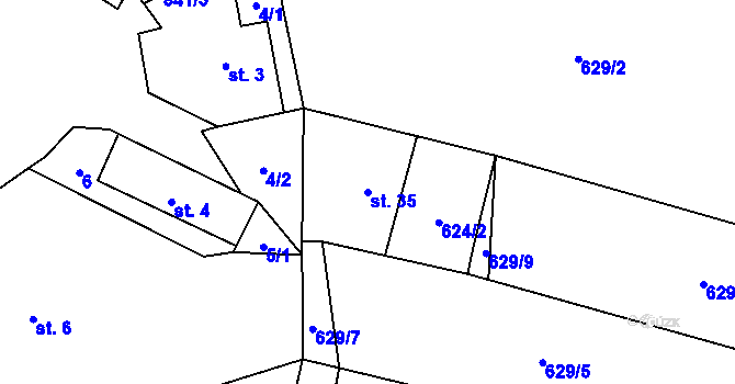 Parcela st. 35 v KÚ Skránčice, Katastrální mapa