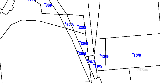 Parcela st. 20/3 v KÚ Skránčice, Katastrální mapa