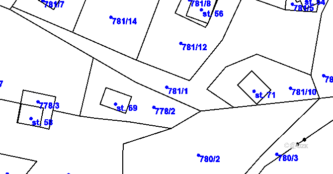 Parcela st. 781/1 v KÚ Skránčice, Katastrální mapa
