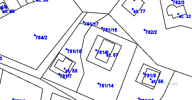 Parcela st. 781/9 v KÚ Skránčice, Katastrální mapa