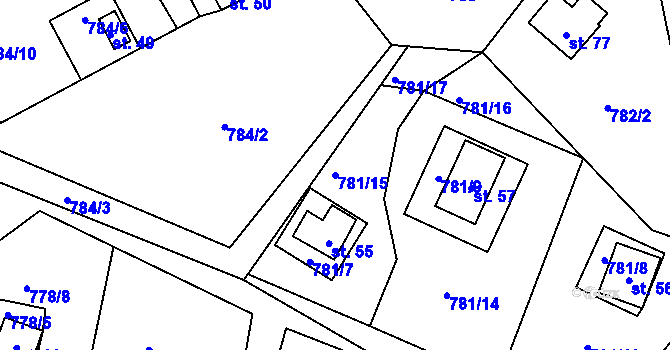 Parcela st. 781/15 v KÚ Skránčice, Katastrální mapa