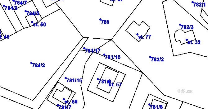 Parcela st. 781/16 v KÚ Skránčice, Katastrální mapa