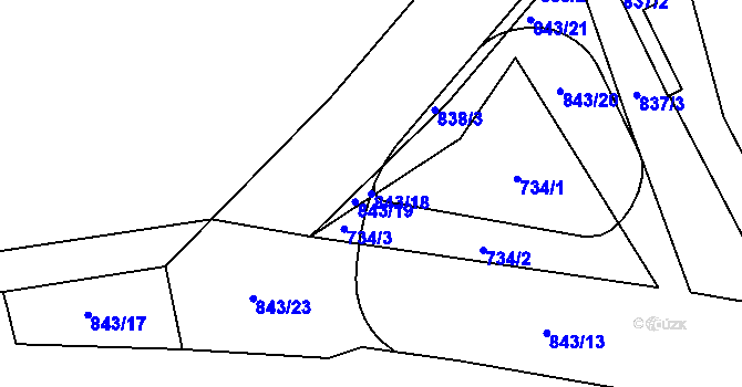 Parcela st. 843/18 v KÚ Skránčice, Katastrální mapa