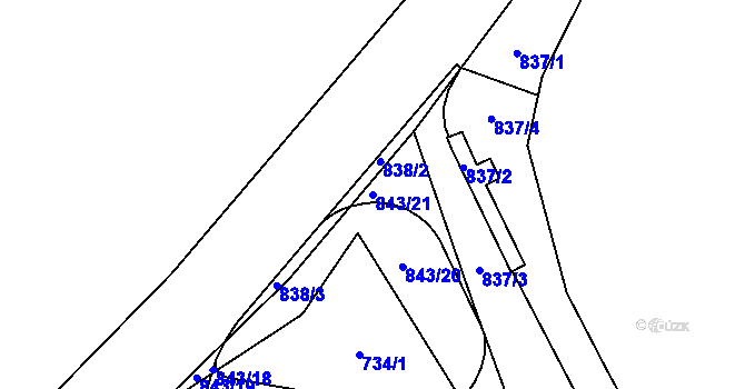 Parcela st. 843/21 v KÚ Skránčice, Katastrální mapa