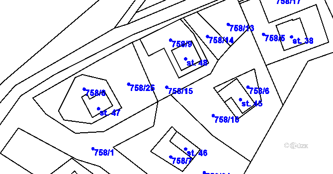 Parcela st. 758/15 v KÚ Skránčice, Katastrální mapa