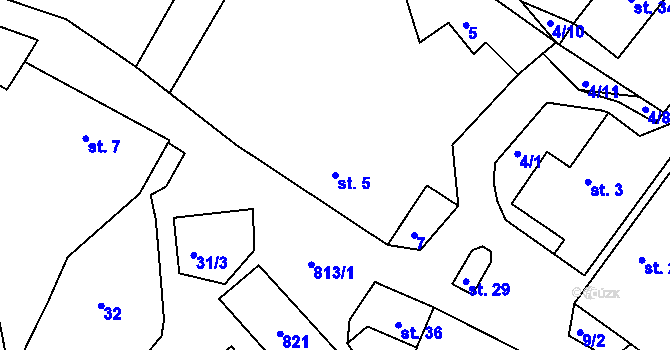 Parcela st. 5 v KÚ Tužice, Katastrální mapa