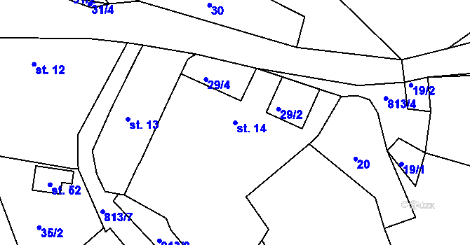 Parcela st. 14 v KÚ Tužice, Katastrální mapa