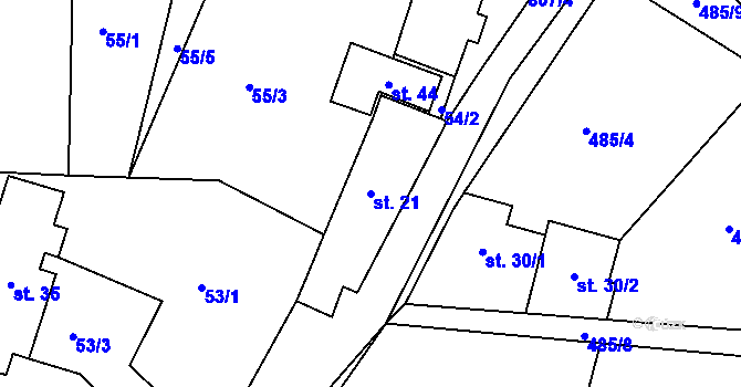 Parcela st. 21 v KÚ Tužice, Katastrální mapa