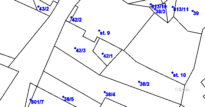 Parcela st. 42/1 v KÚ Tužice, Katastrální mapa