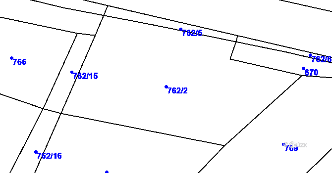 Parcela st. 762/2 v KÚ Tužice, Katastrální mapa