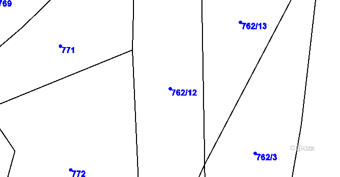 Parcela st. 762/12 v KÚ Tužice, Katastrální mapa