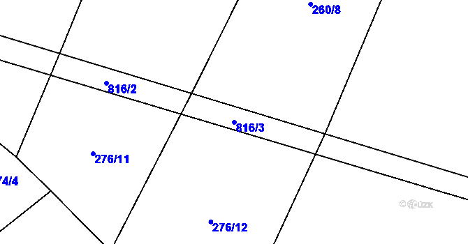 Parcela st. 816/3 v KÚ Tužice, Katastrální mapa