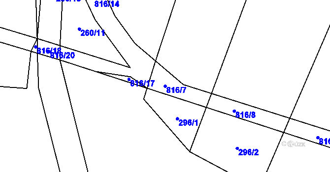Parcela st. 816/7 v KÚ Tužice, Katastrální mapa