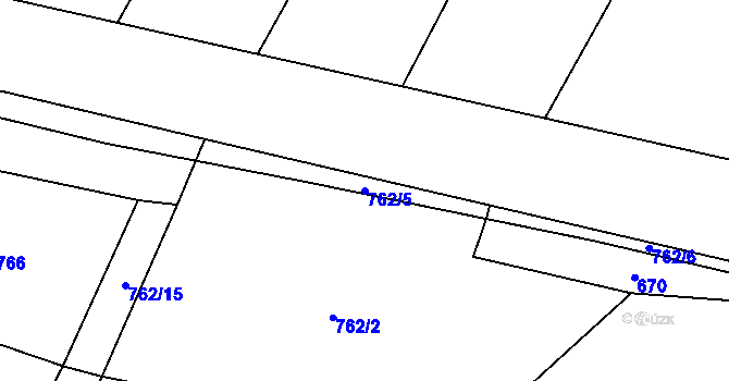 Parcela st. 762/5 v KÚ Tužice, Katastrální mapa