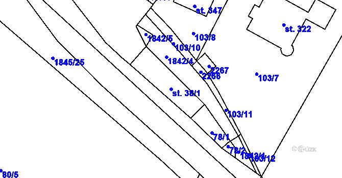 Parcela st. 38/1 v KÚ Zavlekov, Katastrální mapa