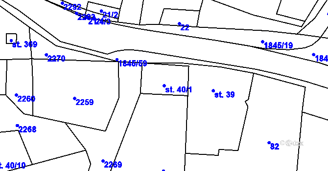 Parcela st. 40/1 v KÚ Zavlekov, Katastrální mapa