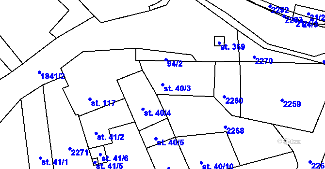 Parcela st. 40/3 v KÚ Zavlekov, Katastrální mapa