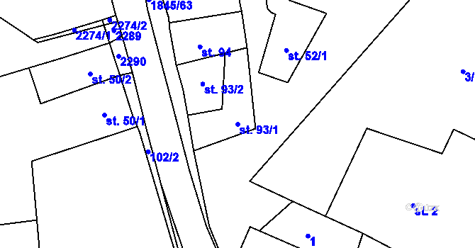 Parcela st. 93/1 v KÚ Zavlekov, Katastrální mapa