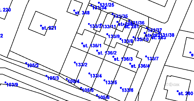 Parcela st. 136/2 v KÚ Zavlekov, Katastrální mapa