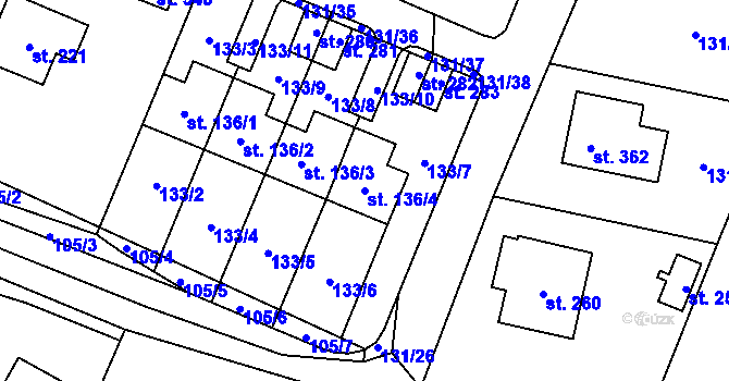 Parcela st. 136/4 v KÚ Zavlekov, Katastrální mapa