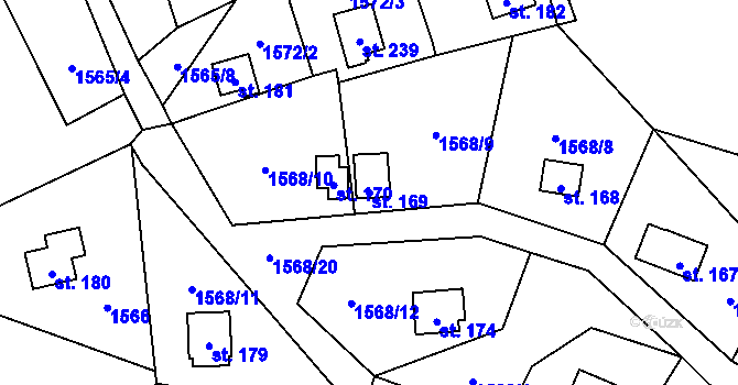 Parcela st. 169 v KÚ Zavlekov, Katastrální mapa