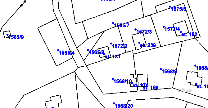 Parcela st. 181 v KÚ Zavlekov, Katastrální mapa