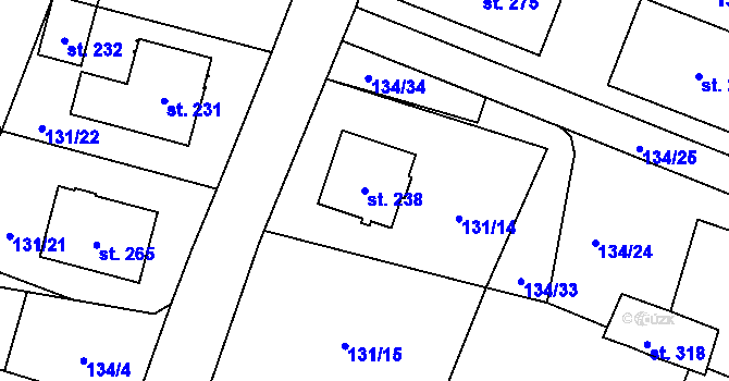 Parcela st. 238 v KÚ Zavlekov, Katastrální mapa