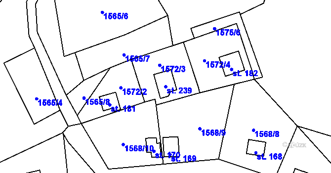 Parcela st. 239 v KÚ Zavlekov, Katastrální mapa