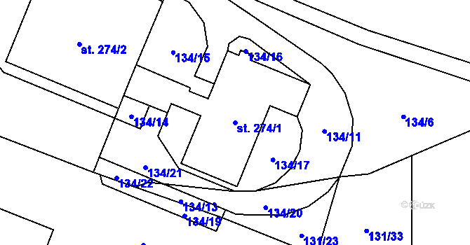 Parcela st. 274/1 v KÚ Zavlekov, Katastrální mapa