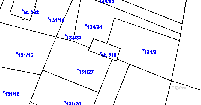 Parcela st. 318 v KÚ Zavlekov, Katastrální mapa