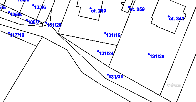 Parcela st. 131/24 v KÚ Zavlekov, Katastrální mapa