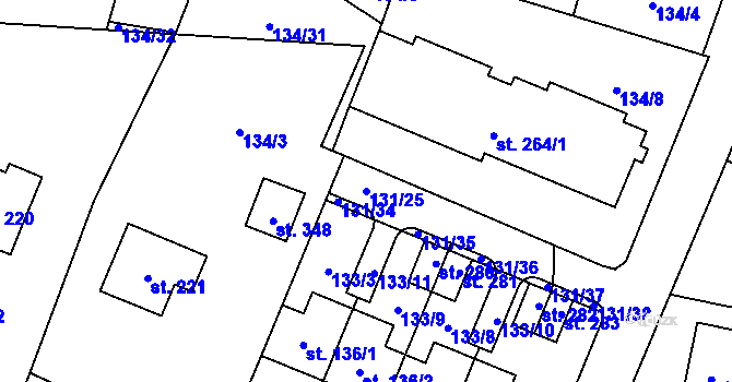 Parcela st. 131/25 v KÚ Zavlekov, Katastrální mapa