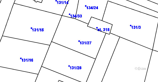 Parcela st. 131/27 v KÚ Zavlekov, Katastrální mapa